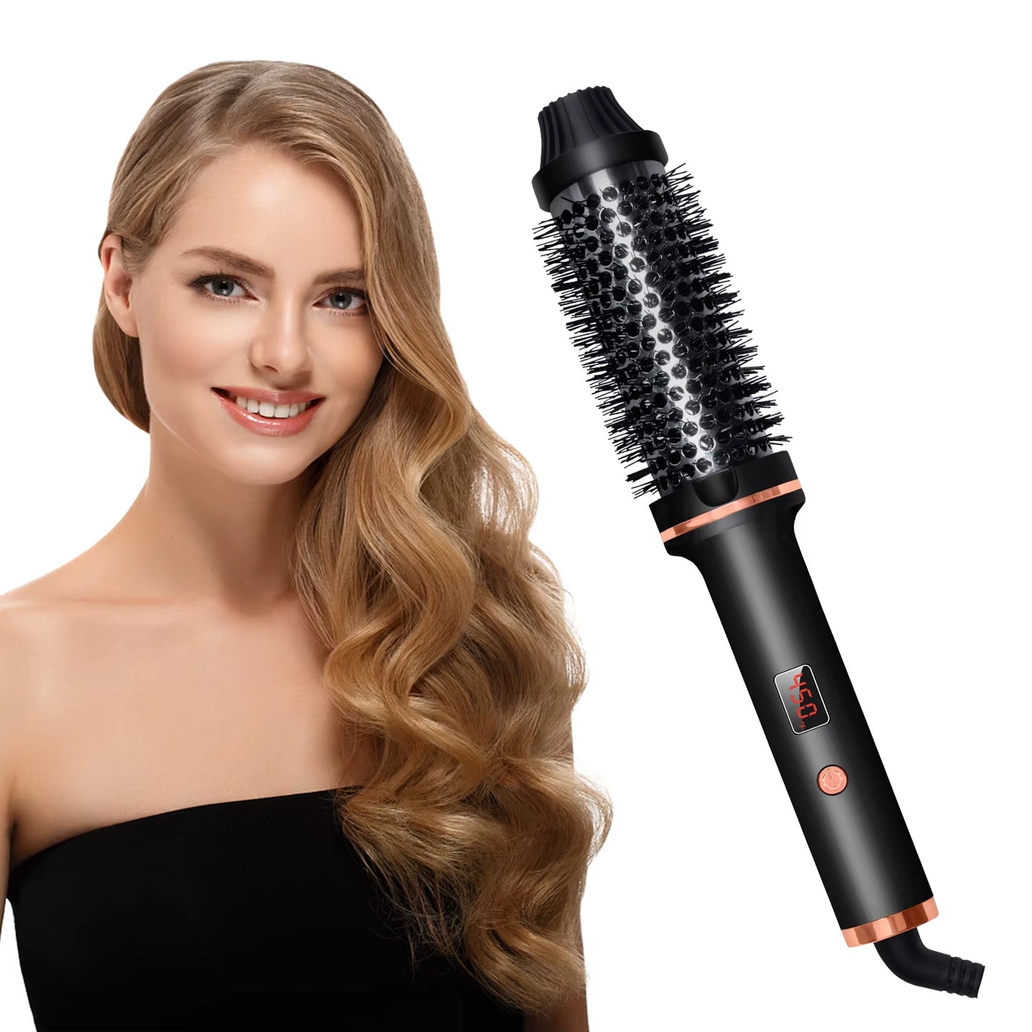 3 in 1 Ionic Hair Curler Straightener Professional Curling Iron Heated Hair Styling Brush Anti-Scald Hair Comb Brush Curl Wand